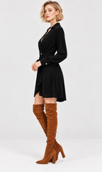 women’s black rayon crinkle wrap mini dress