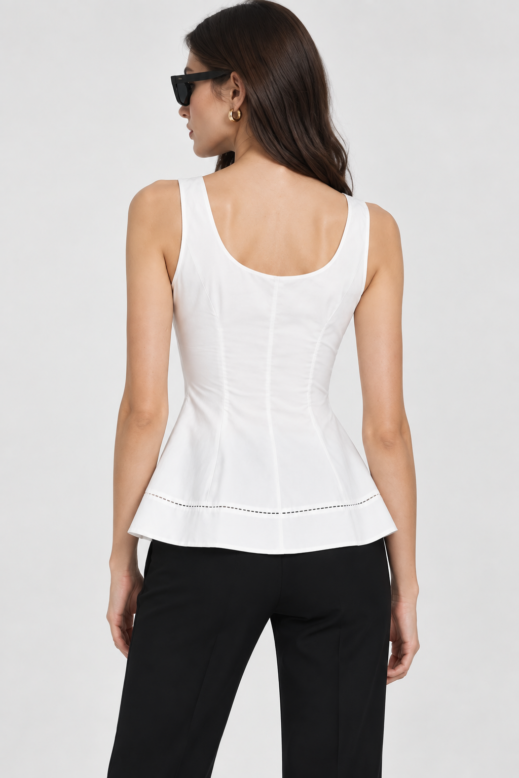 Women’s White Cotton Peplum Top