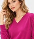 women's pink rib knit v-neck sweater