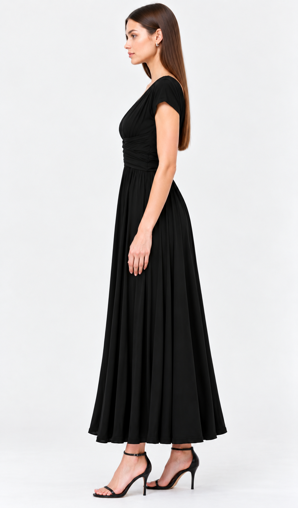 Cotton Jersey V-Neck Wrap Maxi Dress