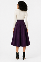 Plum High-Waisted Flared Maxi Skirt
