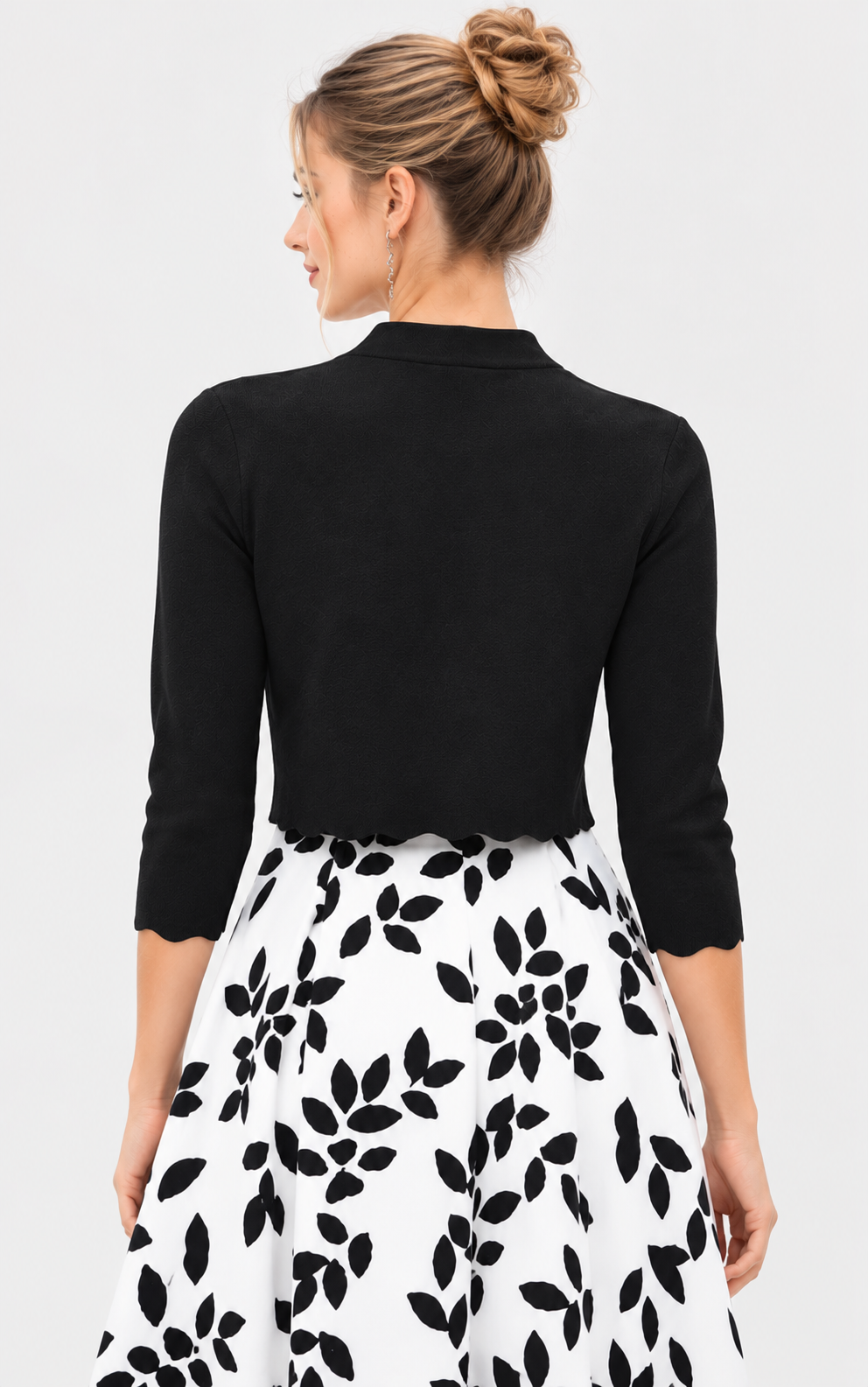 black wool blend cropped jacket for women