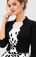 black wool blend cropped jacket for women