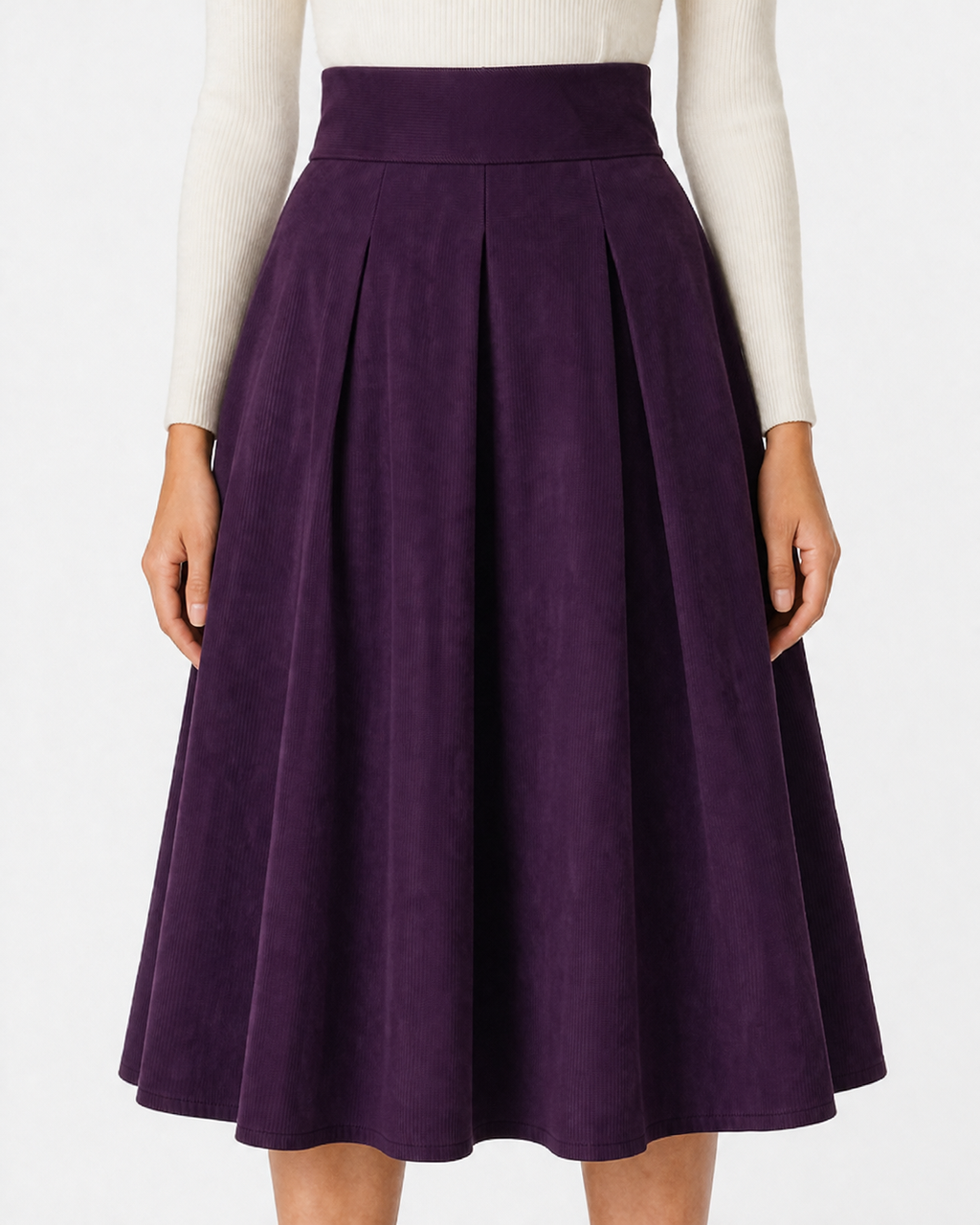 Plum High-Waisted Flared Maxi Skirt