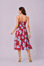 Corset Style Floral Print Crepe Dress