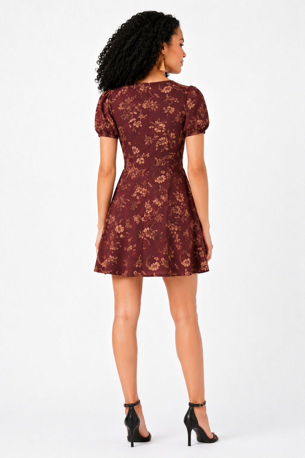 Drape Neck Floral Print Fit & Flare Dress