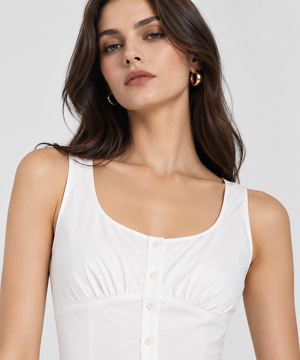 Women’s White Cotton Peplum Top