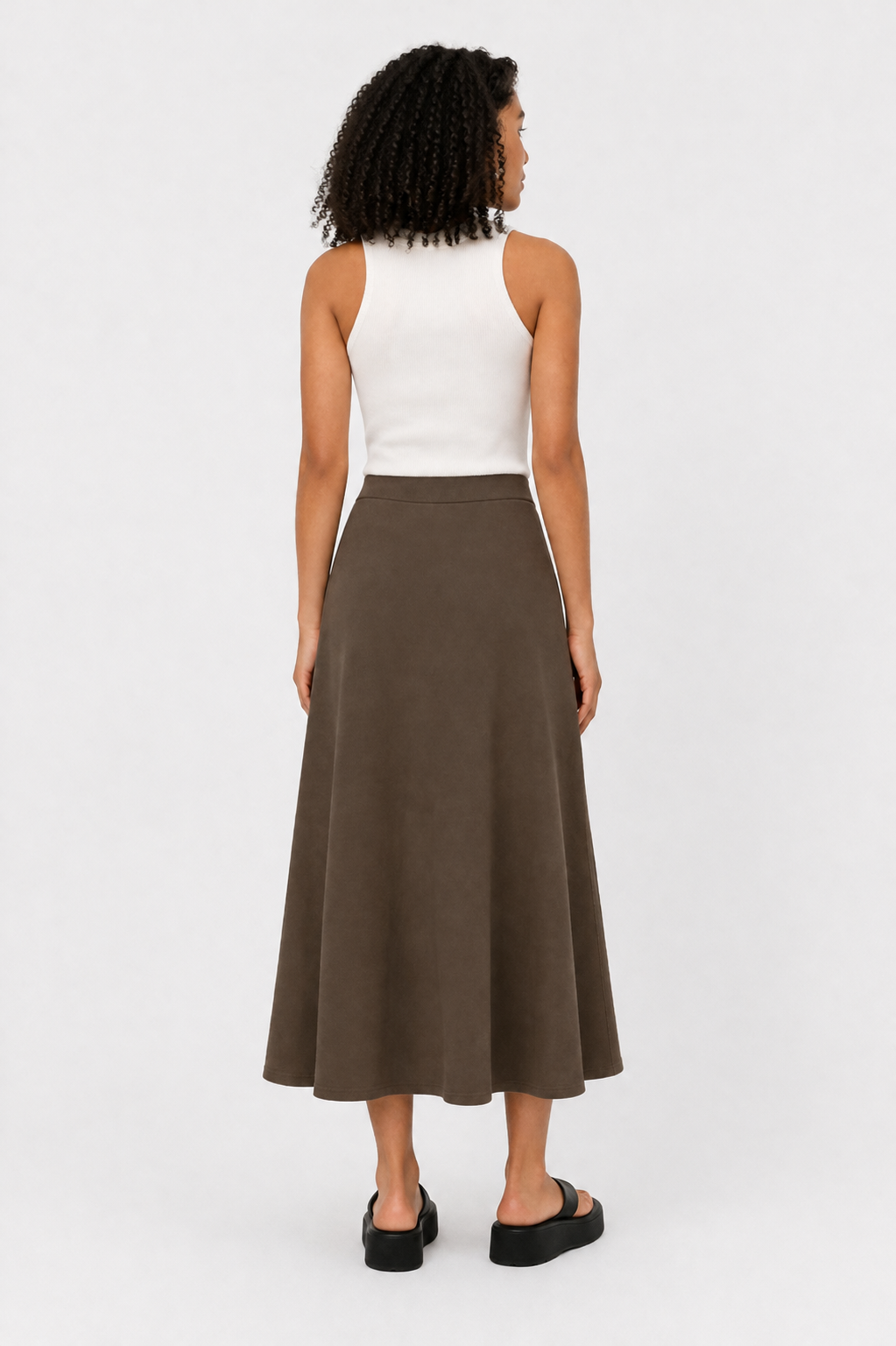 Solid Cotton Jersey A-Line Maxi Skirt
