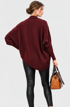 women's burgundy wool cashmere open front cape cardigan