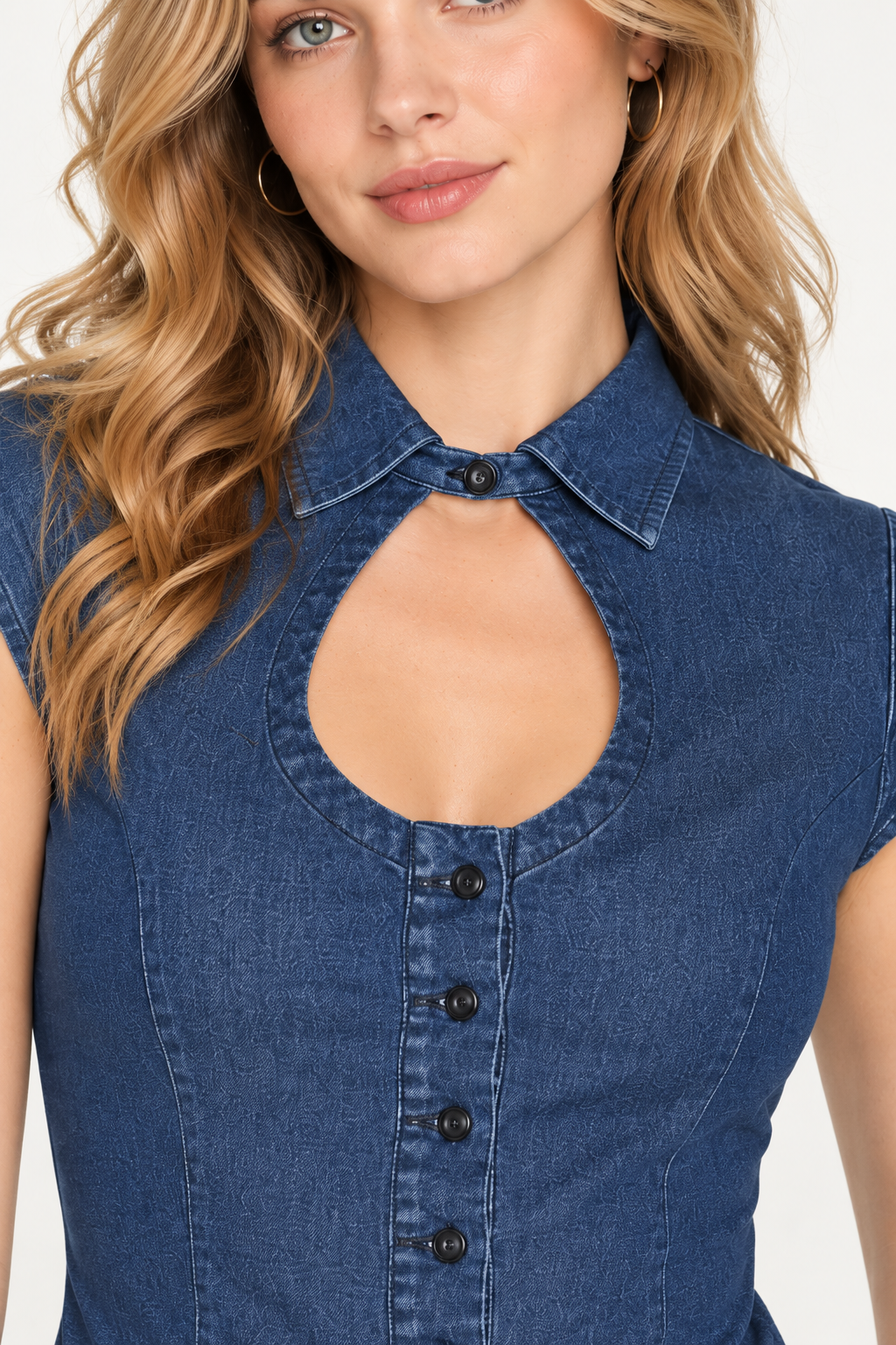 Women’s Blue Denim Peplum Top