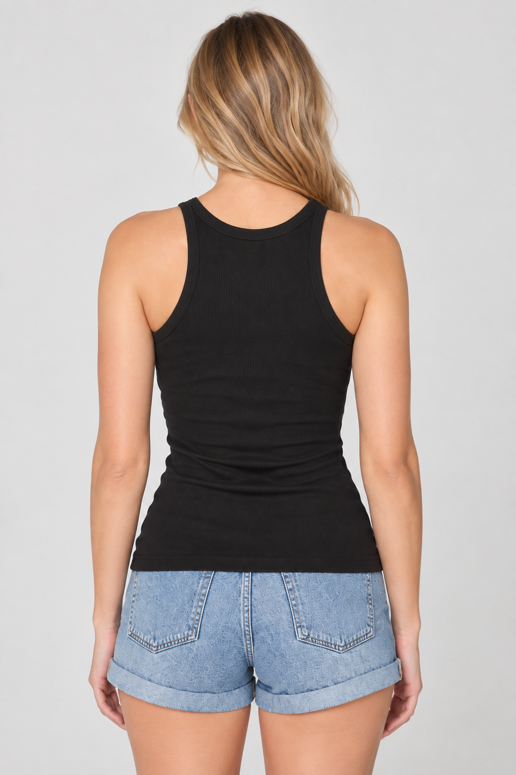 Women’s Black Cotton Ribbed Tank Top