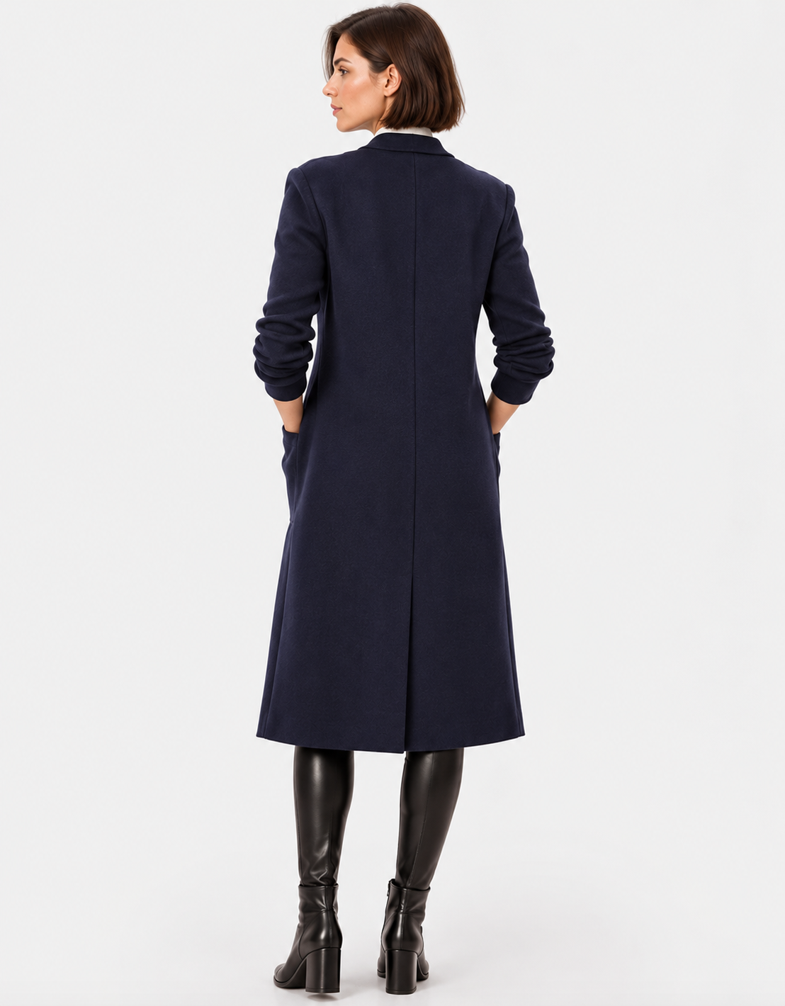 women's navy blue longline sweater knit cardigan