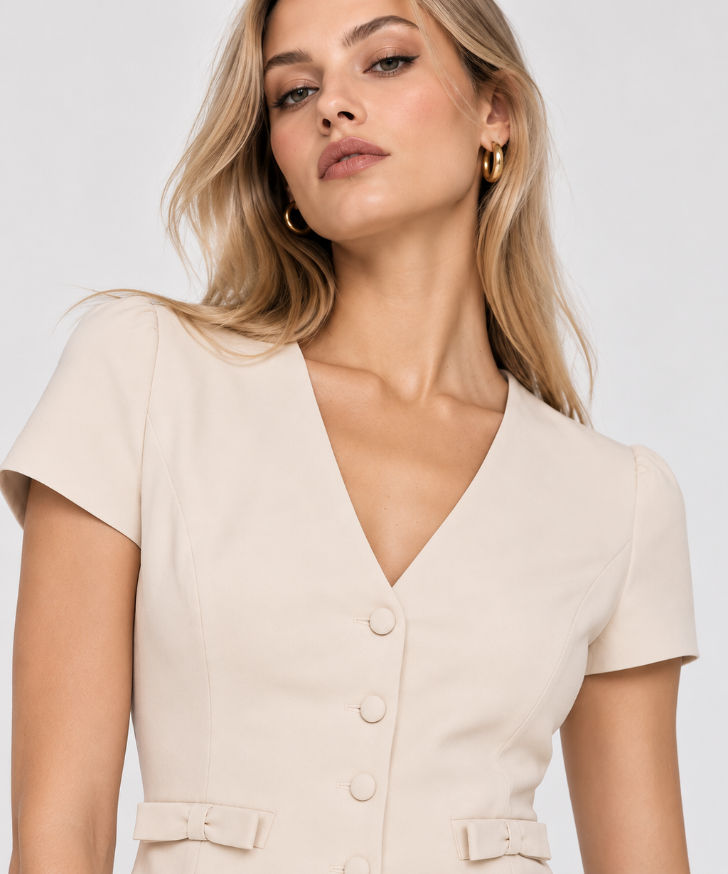 Women’s Beige Polyester Tailored Top