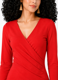 Pleated Surplice Cotton Jersey Sheath Dress