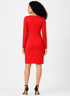 Pleated Surplice Cotton Jersey Sheath Dress