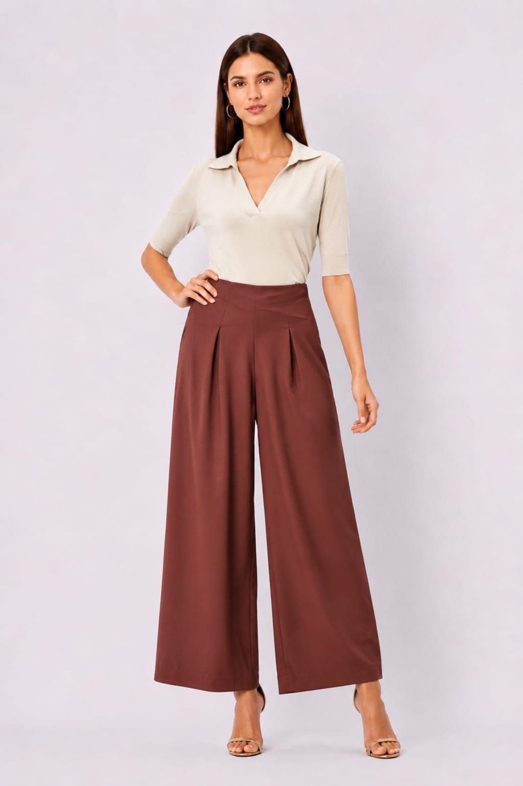Release Pleat Wide Leg Soft Twill Pants