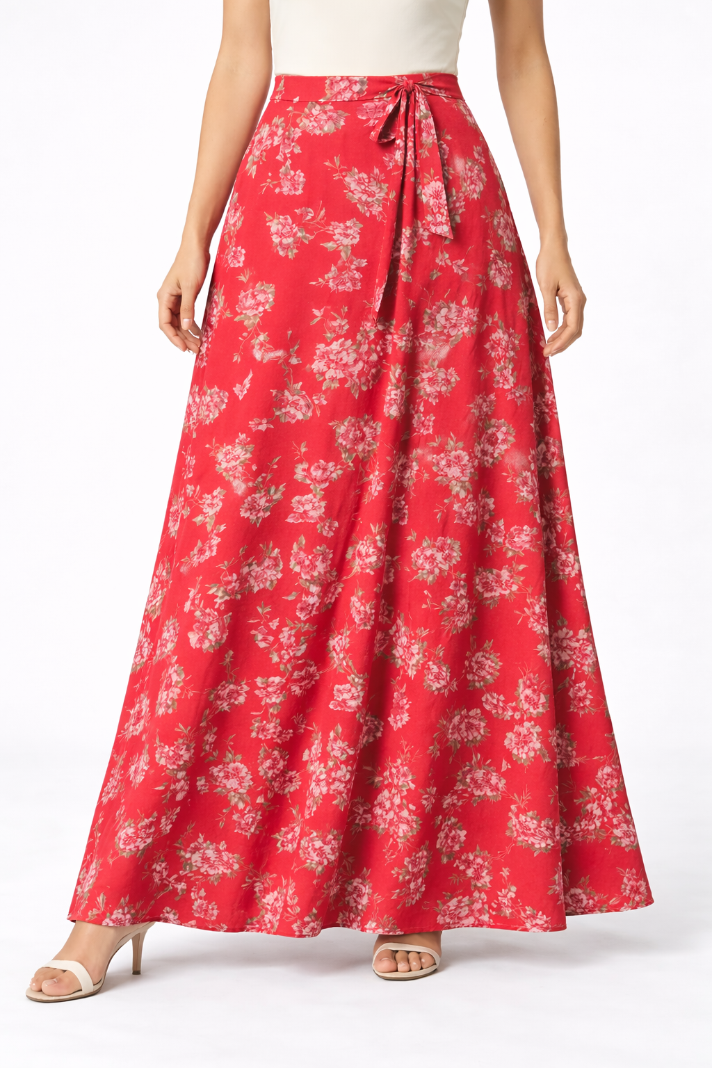 Floral Print Georgette Maxi Skirt