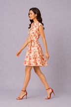 Floral Print Cotton Voile Ruffle Trim Shirtdress