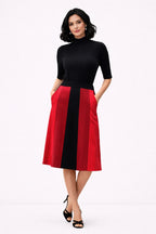 Falda de algodón jersey con bloques de color lineales