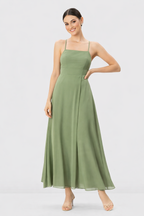 Georgette Vented Dress Crossed Strap Back