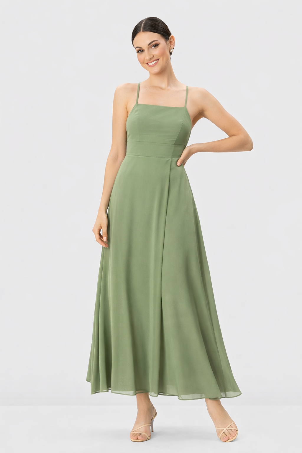 Georgette Vented Dress Crossed Strap Back