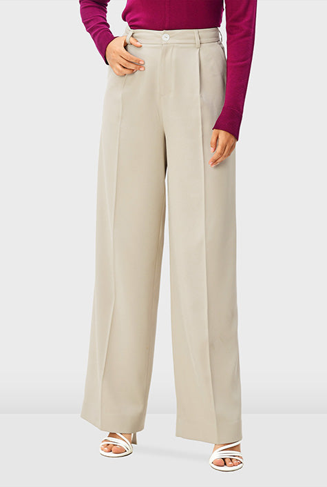 High Waist Stretch Suiting Wide Leg Pants