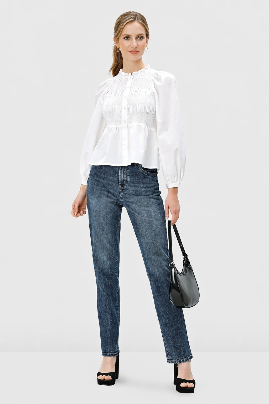 Vaqueros de pierna recta de denim con lavado vintage