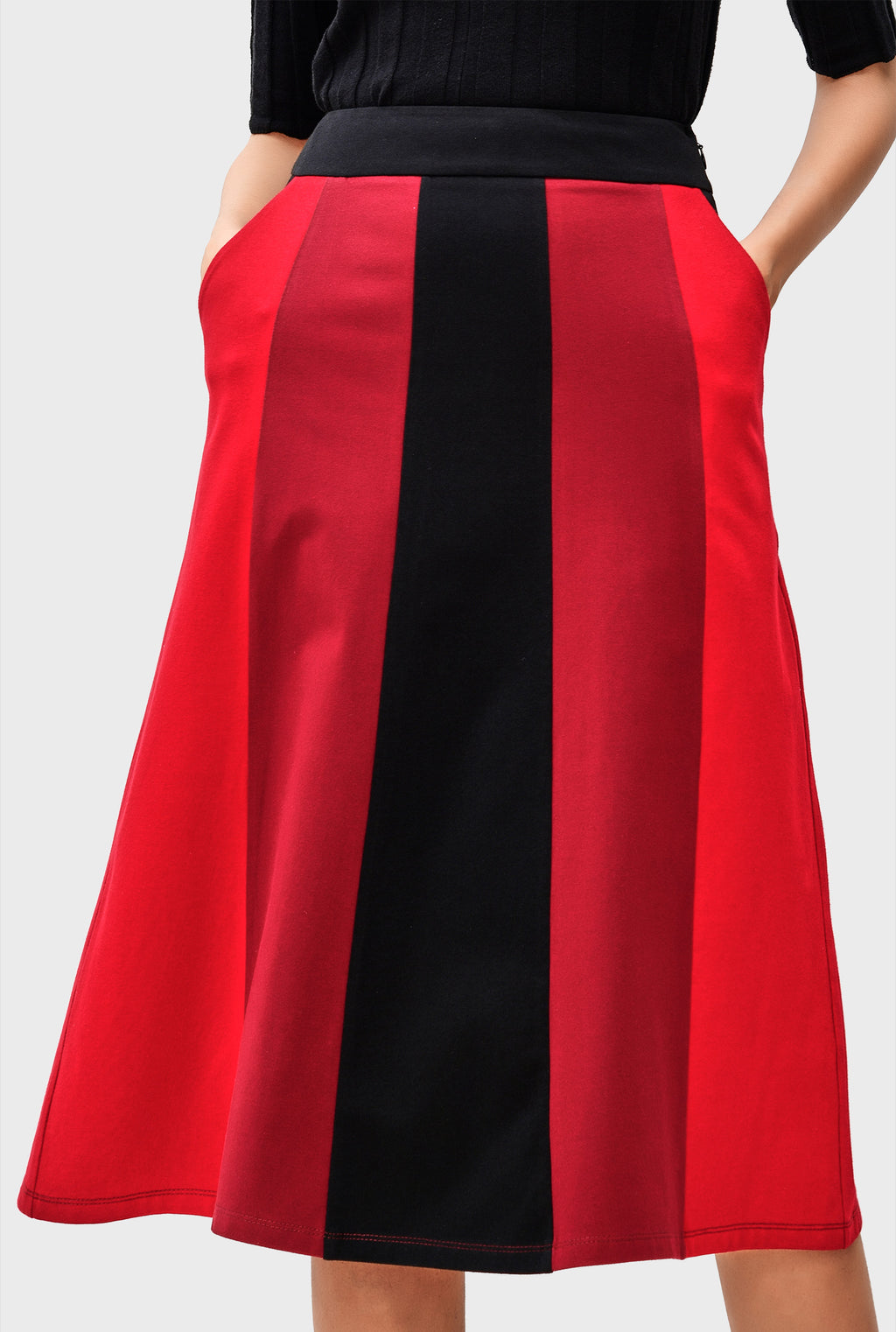 Cotton Jersey Skirt Linear Color Block