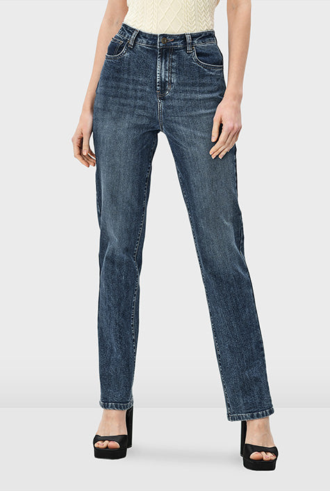 Vaqueros de pierna recta de denim con lavado vintage