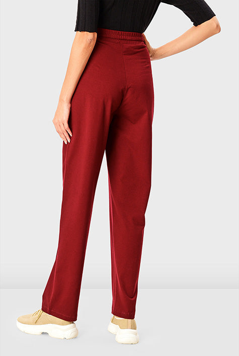 Cotton Jersey Drawstring Pants Crease Front