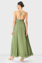 Georgette Vented Dress Crossed Strap Back