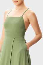 Georgette Vented Dress Crossed Strap Back