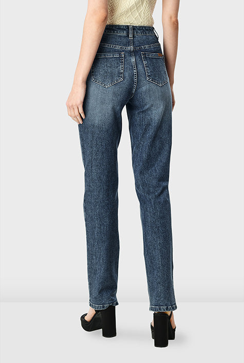 Vaqueros de pierna recta de denim con lavado vintage