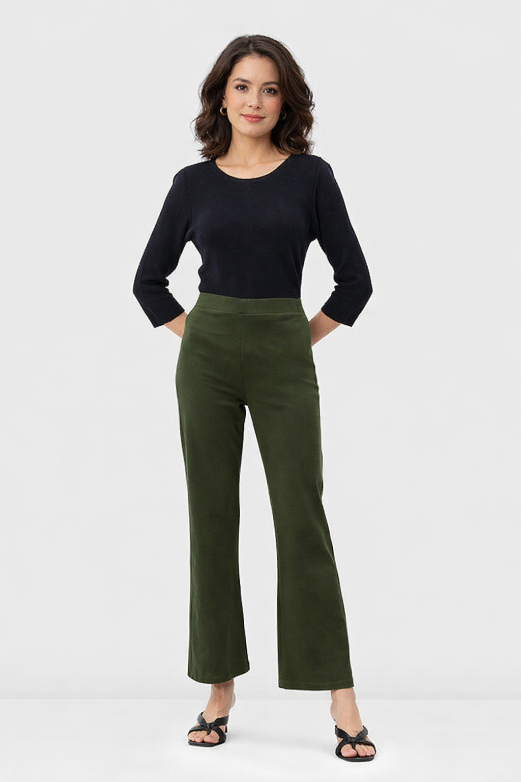 Pantalones de algodón de punto corte bota