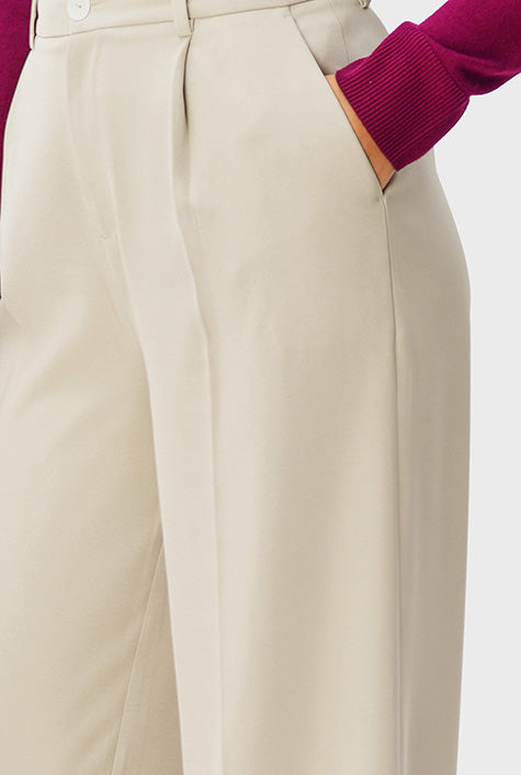 High Waist Stretch Suiting Wide Leg Pants