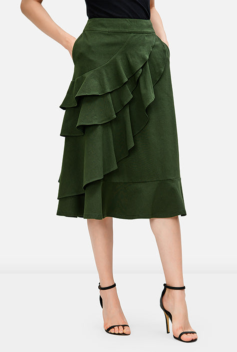 Ruffle Flounce Cotton Jersey Ruffle Flounce Skirt
