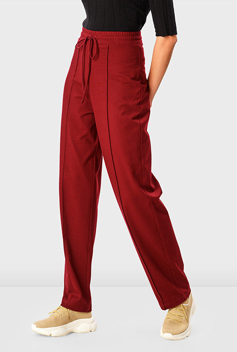 Cotton Jersey Drawstring Pants Crease Front
