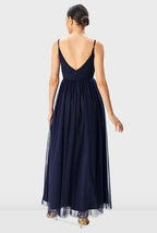 Mesh Pleated Sheer Maxi Dress
