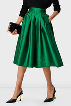 Pleated Taffeta Full Skirt