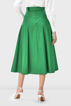 Cargo pocket cotton poplin faux-wrap skirt