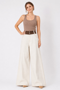 Studded Waist Wide Leg Denim Jeans
