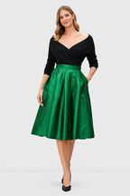 Pleated Taffeta Full Skirt