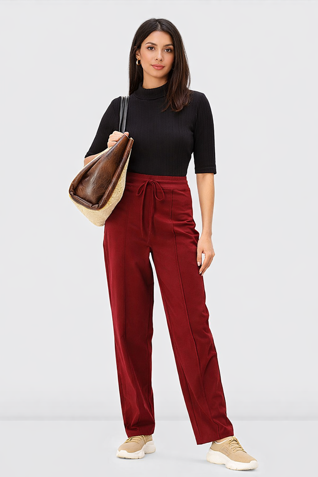 Cotton Jersey Drawstring Pants Crease Front