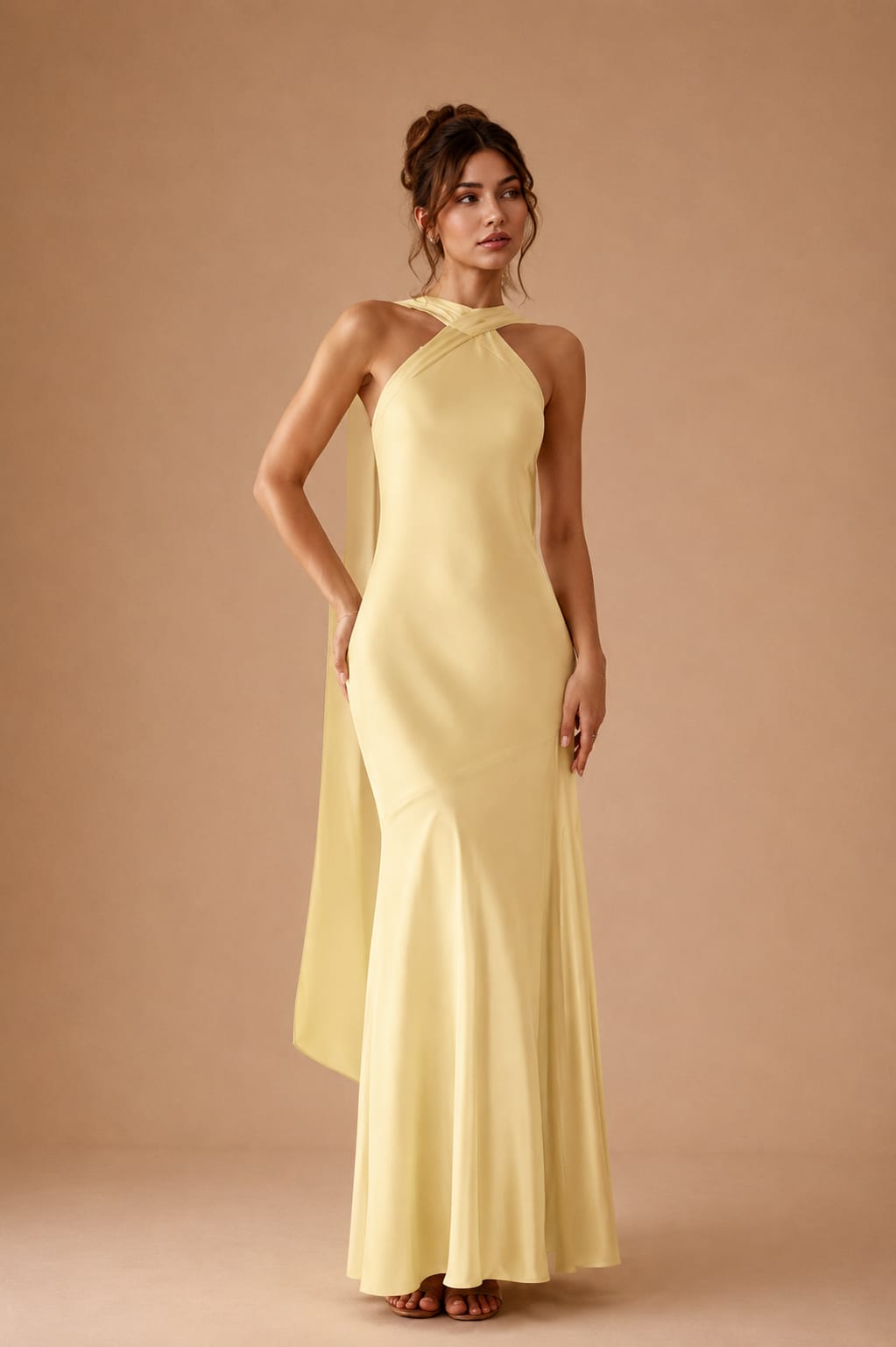 Cross Halter Neck Mermaid Evening Gown