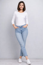 Light Blue Cropped Jeans for Women