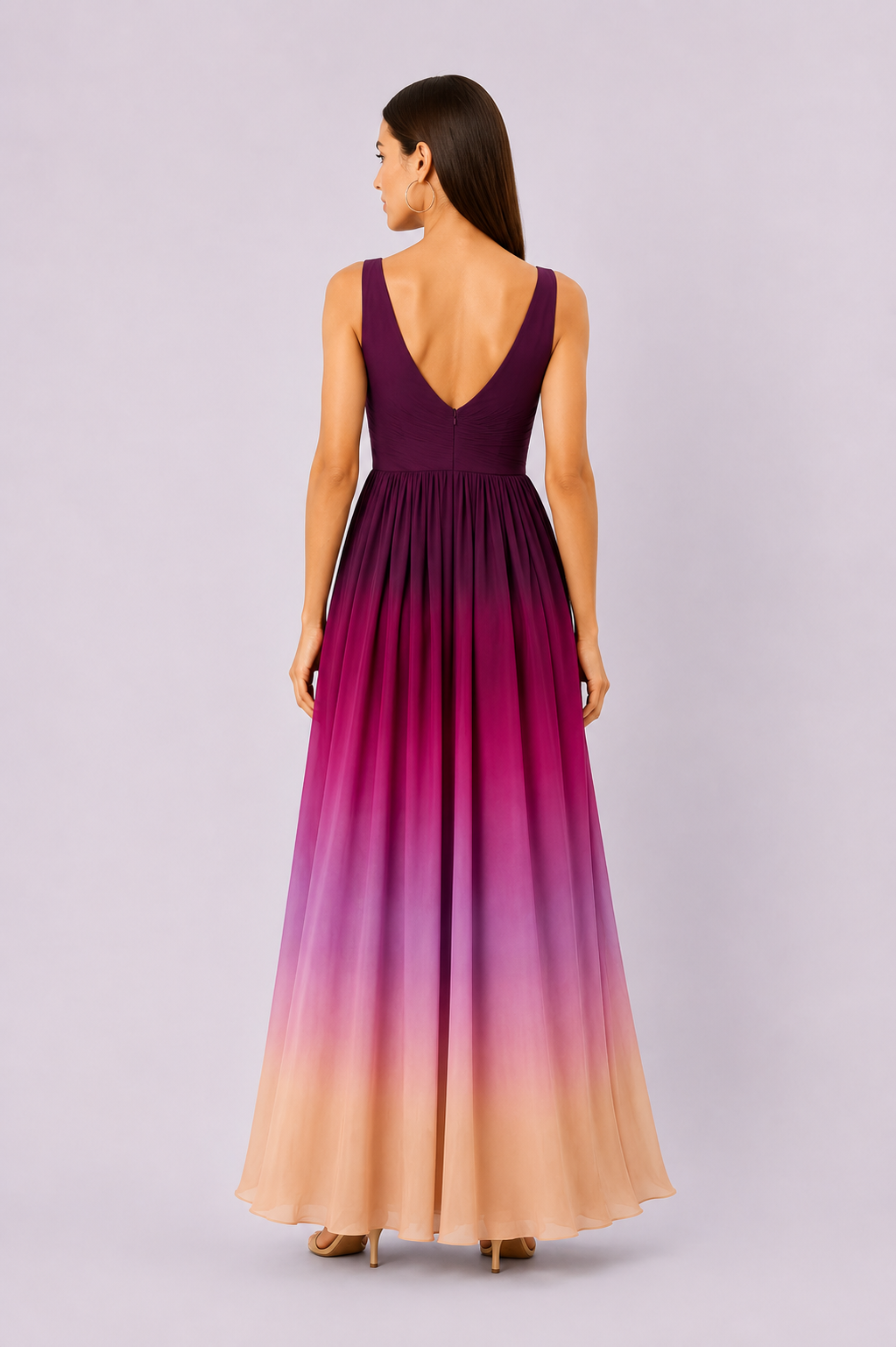 Ombre Print Georgette Maxi Dress