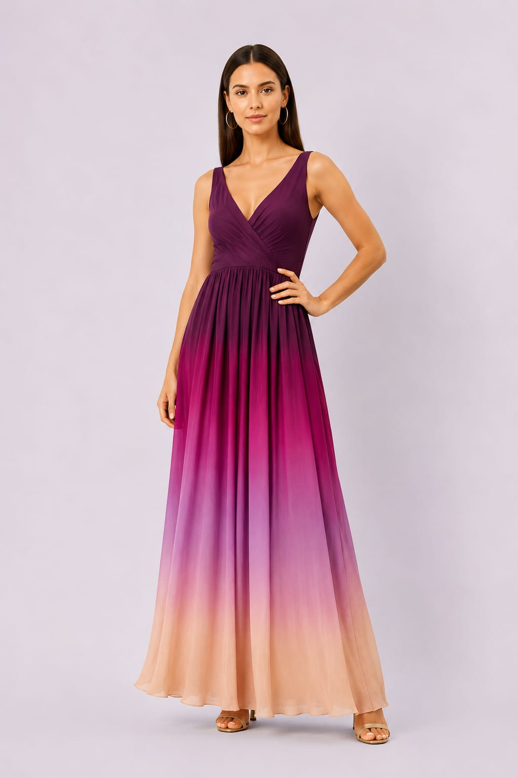 Ombre Print Georgette Maxi Dress