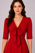 Tie Neck Chiffon Empire A-Line Dress