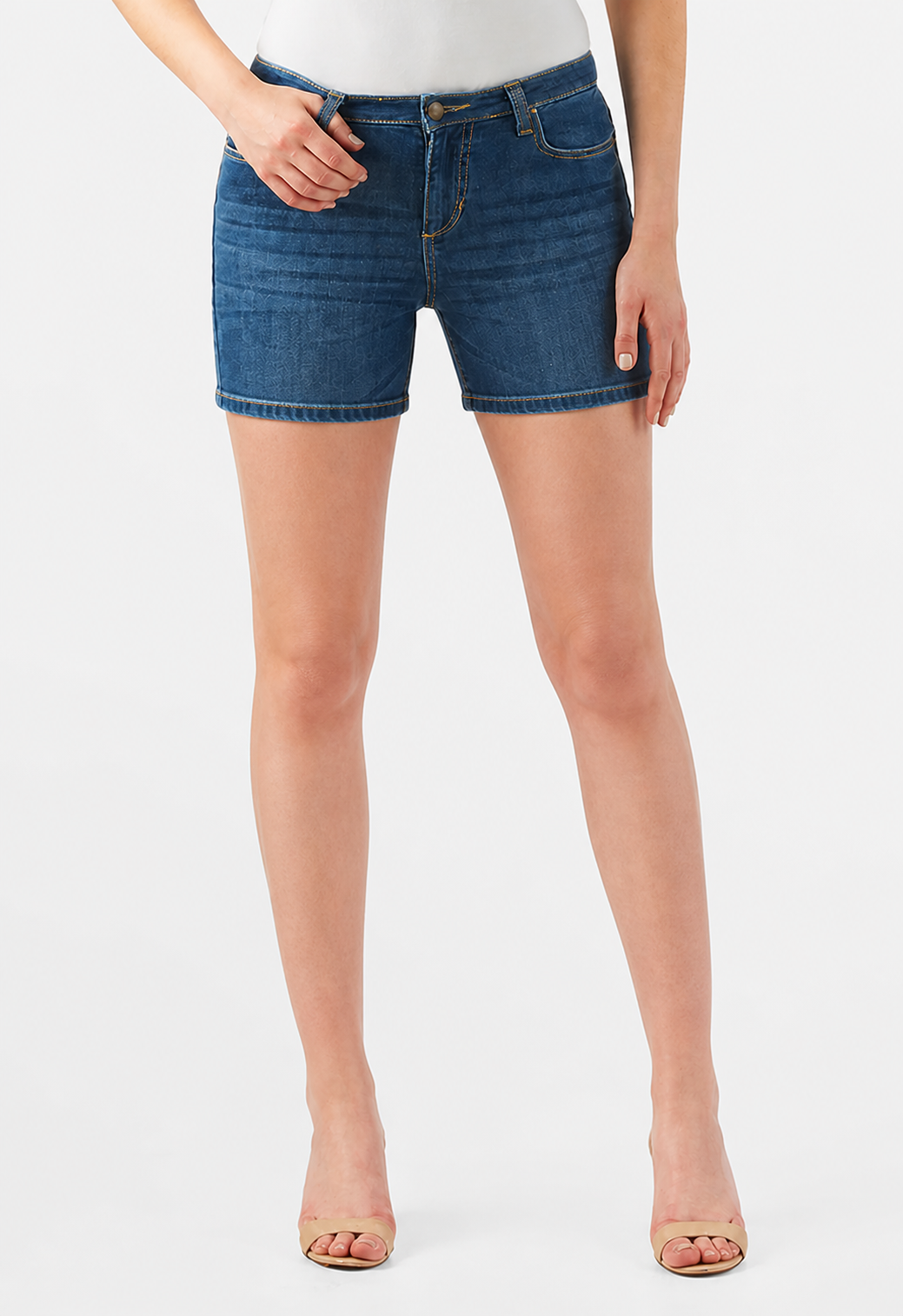 Medium Wash Stretch Denim Flare Jeans