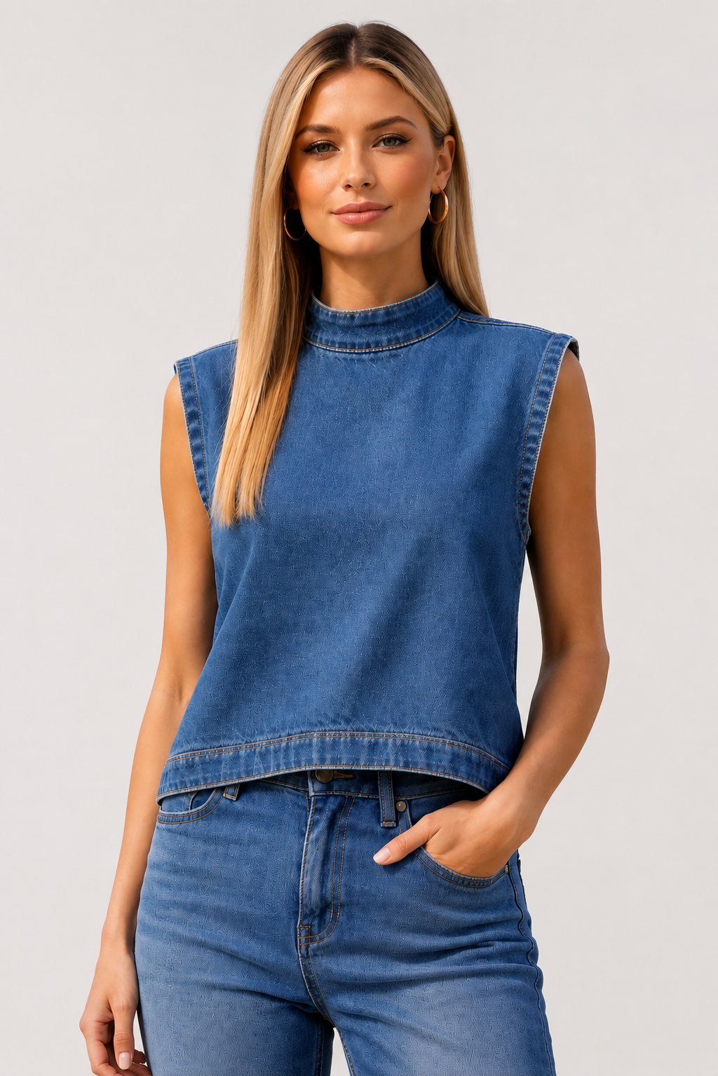 Cotton Denim Top Blouse for Women